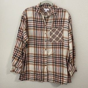 Topshop Womens Shirt Size 8-10 Plaid Button Front Multicolor